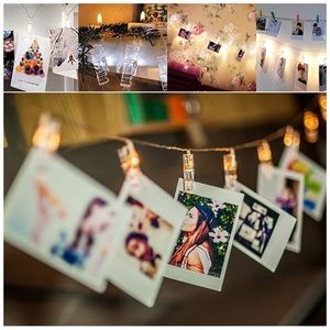 Photo Holding String Lights with Clips